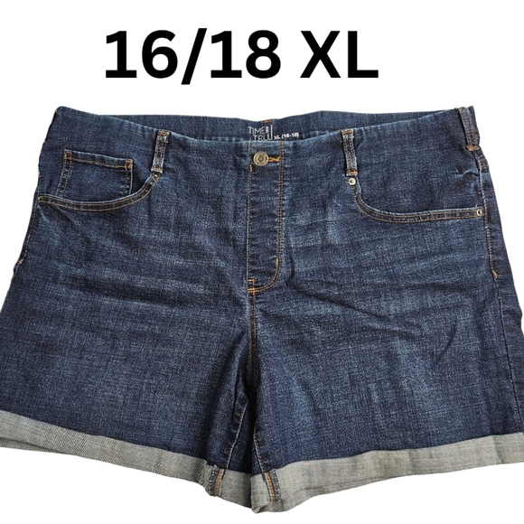 Time & Tru 16W 18W XL Pull-On Mid-Rise Denim Shorts LIKE NEW Stretch Y-2534 - Picture 3 of 9